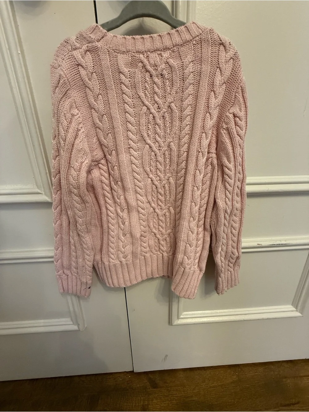 Girls' Cozy Cable Knit Crewneck Sweater - Light Pink